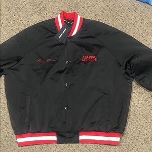 Black and Red Homme Femme Varsity Jacket